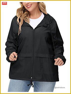 Plus Size Raincoat Women Waterproof Hooded Packable Outdoor Windbreaker Jacket